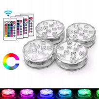 Atsparios vandeniui RGB LED lemputės su nuotoliniu valdymu, 4 vnt., baseinui ir sodui