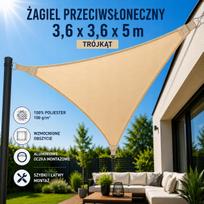 Apsauginė trikampė lauko pavėsinė, 3,6x3,6x5 m, atspari vandeniui, smėlio spalvos