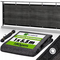 Balkono uždanga 1x5 m, juoda, 180 g/m², su UV apsauga