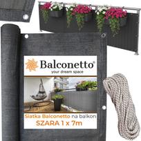 Balkono uždanga 1x7 m, 95% pilka, dvipusė, 180 g, terasoms ir tvoroms
