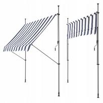 Teleskopinė balkono ir terasos markizė 300x120x220-309 cm, mėlyna/balta