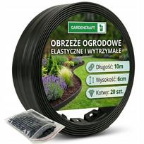 Sodo bortelis 10 m, juodas, 6 cm, plastikinis, su kaiščiais