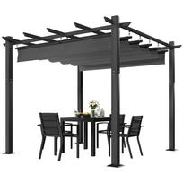 Sodo pavėsinė Devoko, 3x3 m, metalinė, su reguliuojamu stogu, juoda