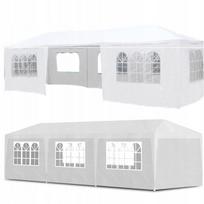 Sodo paviljonas, baltas, 3x9 m, su 8 sienelėmis