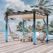 Sodo paviljonas 3x3 m, metalinis, su stumdomu stogu, smėlio spalvos, Devoko