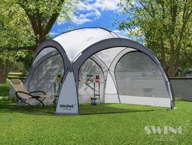Sodo paviljonas Swing&Harmonie Dome XXL su LED apšvietimu, 4,5×4,5 m, apsauga nuo uodų, saulės energija