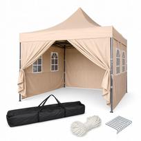 Prekybinė palapinė 3x3 m, smėlio spalvos, su 4 sienelėmis, automatinė