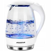 Stiklinis elektrinis virdulys Aigostar, 1,7 l, 2200 W, su LED apšvietimu, baltas