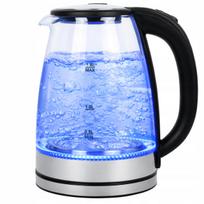 Elektrinis virdulys 1,8 l 2000 W, stiklinis, tylus, su LED, bevielis, plieninis
