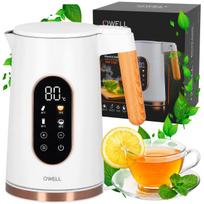 Elektrinis stiklinis virdulys su temperatūros reguliavimu, baltas, LED, 1,7 l, 2200 W