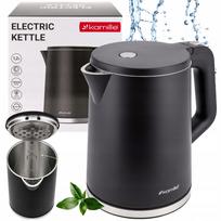 Elektrinis virdulys KAMILLE, 1,2 l, 1800 W, su tinkleliu, juodos spalvos