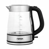 Stiklinis virdulys Raven EC027C, 1,7 l, 2200 W, juodas ir sidabrinis, su LED apšvietimu