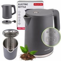 Elektrinis virdulys KAMILLE, 1,2 l, pilkas, su tinkliniu filtru ir pasukamu pagrindu