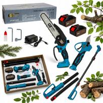 Akumuliatorinės genėjimo žirklės ir pjūklas GOLDEN TOOLS, 2x48V, 6Ah, 3in1 rinkinys