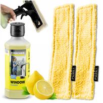 Langų valymo rinkinys KARCHER WV: 2 veltinio šluostės su Velcro tvirtinimu ir RM503 koncentratas
