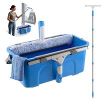Langų valymo rinkinys 8in1 su 12 l kibiru, 35 cm stiklų valytuvu ir 196 cm teleskopiniu kotu