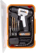 Belaidis gręžtuvas WORX WX104.2 12V su LED, didelis priedų rinkinys
