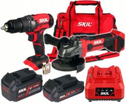 Įrankių rinkinys SKIL: 20V kampinis šlifuoklis 125 mm (3921), suktuvas (3008), 2,0 Ah ir 4,0 Ah akumuliatoriai
