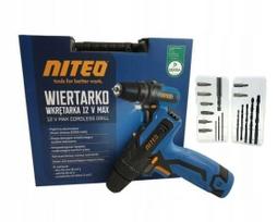 Akumuliatorinis gręžtuvas 12 V Niteo Tools NTX su lagaminu, grąžtais ir antgaliais