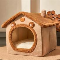 Sulankstomas namelis augintiniui naminiams šunims lovos didelė katės ola nuimamas plaunamas būdelės namas šuniukų butai Teddy žiemos šiltas kačiukų prieglauda sofa augintinių reikmenys S ruda
