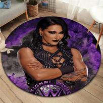 RheaRipley Apvalus kilimas, Kilimas svetainei, miegamajam, sofai, žaidimų kambariui dekoruoti,Neslystantis grindų kilimėlis 80cmx80cm purple