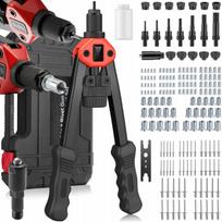 Rankinis kniediklis veržlėms ir kniedėms RIVETER, 2in1 rinkinys lagamine, M3-M12, 160 vnt.