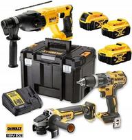 Akumuliatorinių įrankių rinkinys DeWALT XR18V: DCD796, DCH133, DCG405, 3×5.0Ah DCB184, įkroviklis DCB1104, dėklas TSTAK
