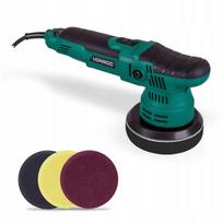 Poliravimo mašina 650W 125mm PRO rinkinys su 4 padu