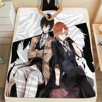 1PC Osamu Dazai Chuuya Nakahara Print Flannel Blanket, High quality All Seasons, Home Decor, Warmth and Comfort, Perfect for Christmas Gifts 80cm x 120cm white