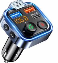 FM siųstuvas automobiliui su Bluetooth 5.3, žemų dažnių stiprinimu, USB ir USB-C įkrovikliu