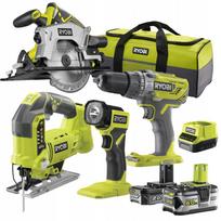 Įrankių rinkinys Ryobi RCK184-52S, 18V, 4 vnt., 2 akumuliatoriai (5 Ah ir 2 Ah), įkroviklis, krepšys