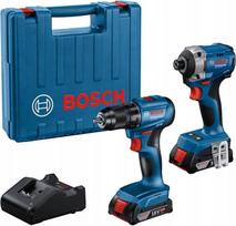 Akumuliatorinių įrankių rinkinys Bosch GSR-185 su suktuvu ir GDR-215 smūginiu veržliarakčiu