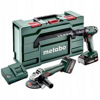 Akumuliatorinių įrankių rinkinys Metabo BS 18 + W 18 L 9-125, 4Ah ir 2Ah akumuliatoriai, metaBOX 165L