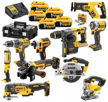 Įrankių rinkinys DEWALT, 10 vnt., su 5 akumuliatoriais 5Ah, 18V