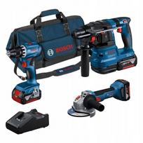 Įrankių rinkinys Bosch Professional 18V (GSR, GWS, GBH) su 3x4.0Ah baterijomis