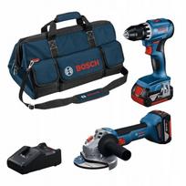 Akumuliatorinių įrankių rinkinys Bosch Professional GSR 18V-45 + GWS 18V-8, 2x4Ah, 18V