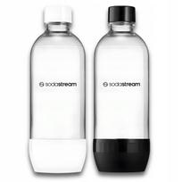 SodaStream gazuoto vandens buteliai, 2 x 1 l, juodi ir balti, tinkami plauti indaplovėje