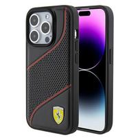 Etui do iPhone 15 Pro Ferrari Perforated Waves Metal Logo Czarny