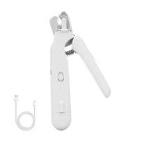 2-in-1 šuns ir katės nagų kirpimo mašinėlė su LED šviesa, įkraunama per USB, mažiems, vidutiniams, dideliems šunims, katės letenos ir nagų kirpimo priemonės, elektrinis augintinio nagų priežiūros rinkinys B white