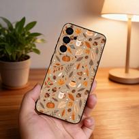Autumn leaves pumpkin Phone Case For Samsung S25,S24,S21,S22,S23,S30,Ultra,S20,Plus,Fe,Lite,5G Black Cover Samsung S23plus5G brown