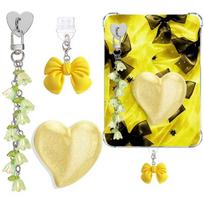 A Set Lily of The Valley Kindle Charms Set Cute Design Stand Function Tablet Stand Dust Plug Charm for Apple /Android Devices yellow