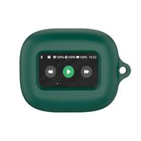 Mini Bluetooth Ausinių Apsauginis Dėklas Skirtas JBL LIVE BEAM 3 Ausinėms Silikoninis Dangtelis Su Kabliuku Belaidėms Ausinėms tamsiai žalia spalva