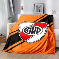 River Plate FC Red Background Vertical Black Stripe Shield Crest Flannel Blanket Argentine Football Throw Blanket Sports Fan Bedroom Warm Sofa Cover 80cm x 120cm orange