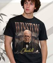 Winston Churchill Portrait T-Shirt and kids tshirt – Vintage Style Graphic Tee S black