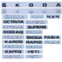 ABS Car Rear Trunk Badge Sticker for Skoda Models - Octavia Kodiaq Karoq Superb Rapid Fabia Kamiq Yeti 4x4 Letter Logo Emblem ulsh63 For Skoda-60cm sidabras