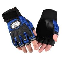 Palm Breathable Cycling Half Finger PU Leather Riding Gloves Fingerless Gloves Bicycle Gloves mėlyna