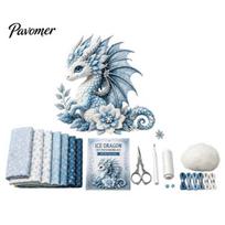 Educational Sewing Supplies Dragon Patchwork DIY Kit, Fabric Kit with Animal Project Pre-cut Fabric, Beginner Craft for Handmade Home Decor mėlyna