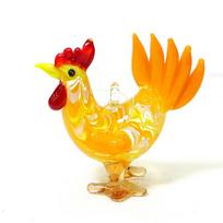 Colorful Murano Glass Cock Mini Figurine Pendant Cute Rooster Small Statue Charm Easter Ornament Hanging Home Fairy Garden Decor about 5.8x5.3cm oranžinė