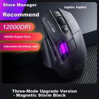 INPHIC A9 Explorer Edition Wireless Gaming Mouse, E-Sports Macro Wired Bluetooth Tri-Mode Mouse Black juoda
