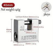 Heavy Duty Cross-Beam Padlock Anti-Cut Anti-Pick Steel Lock with 3 Keys for Warehouse Gate Door Truck Container Security gray